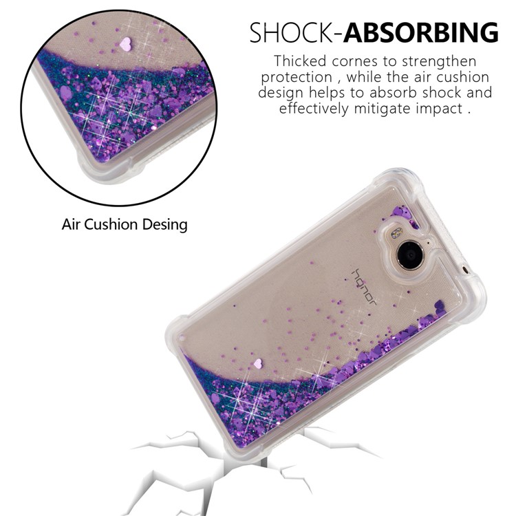 Dynamic Glitter Powder Sequins Shockproof TPU Mobile Casing for Huawei Y6 (2017)/Y5 (2017) - Purple-6