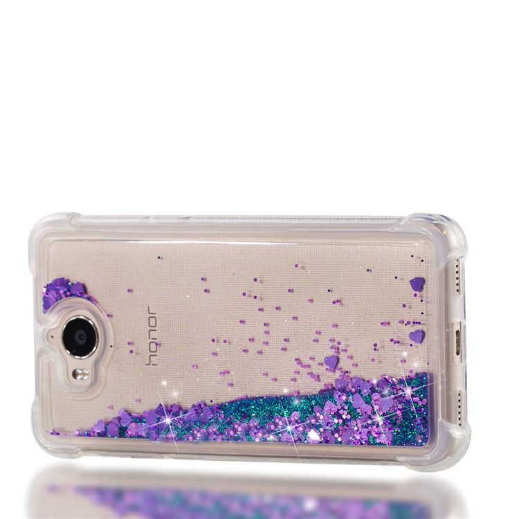 Dynamic Glitter Powder Sequins Shockproof TPU Mobile Casing for Huawei Y6 (2017)/Y5 (2017) - Purple-7
