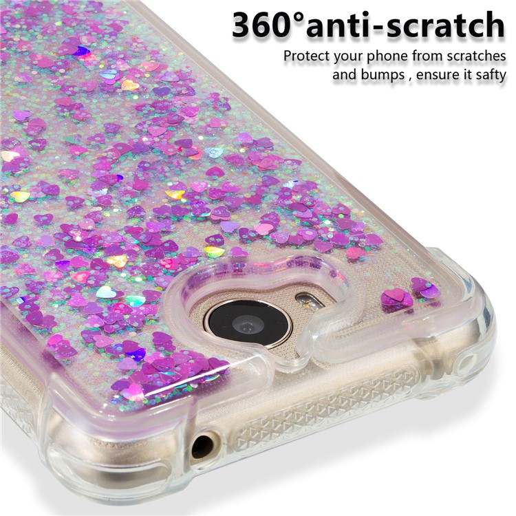 Dynamic Glitter Powder Sequins Shockproof TPU Cell Phone Cover for Huawei Y6 (2017)/Y5 (2017) - Rose-3