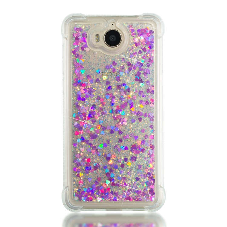 Dynamic Glitter Powder Sequins Shockproof TPU Cell Phone Cover for Huawei Y6 (2017)/Y5 (2017) - Rose-4