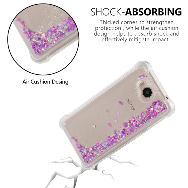 Dynamic Glitter Powder Sequins Shockproof TPU Cell Phone Cover for Huawei Y6 (2017)/Y5 (2017) - Rose-6