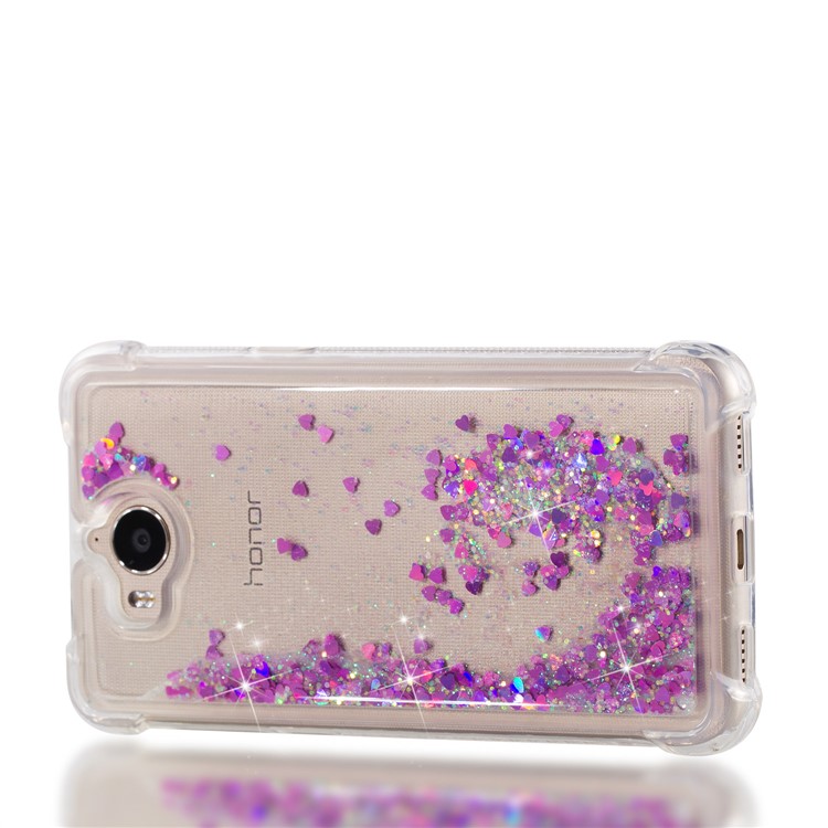 Dynamic Glitter Powder Sequins Shockproof TPU Cell Phone Cover for Huawei Y6 (2017)/Y5 (2017) - Rose-7
