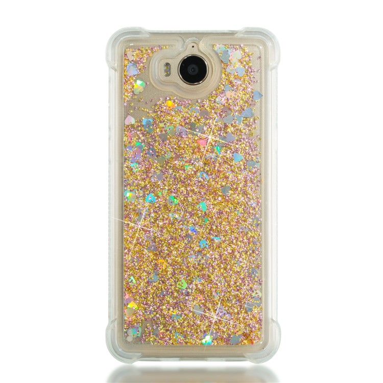 Dynamic Glitter Powder Sequins Shockproof TPU Back Shell for Huawei Y6 (2017)/Y5 (2017) - Gold-4