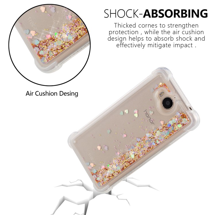 Dynamic Glitter Powder Sequins Shockproof TPU Back Shell for Huawei Y6 (2017)/Y5 (2017) - Gold-6