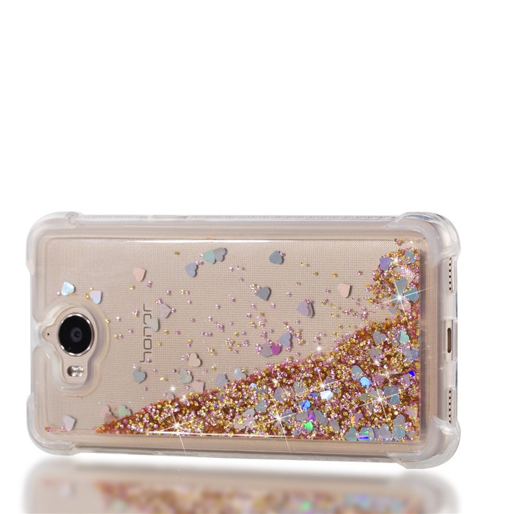 Dynamic Glitter Powder Sequins Shockproof TPU Back Shell for Huawei Y6 (2017)/Y5 (2017) - Gold-7