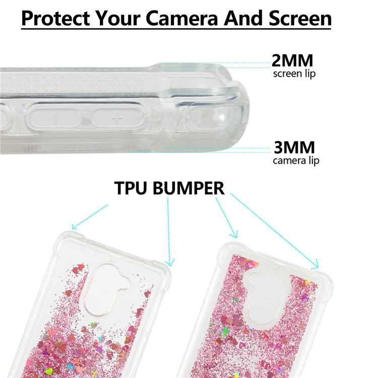 Dynamic Liquid Glitter Powder Sequins TPU Back Cover for Huawei Enjoy 6s / Honor 6C - Rose Gold-2