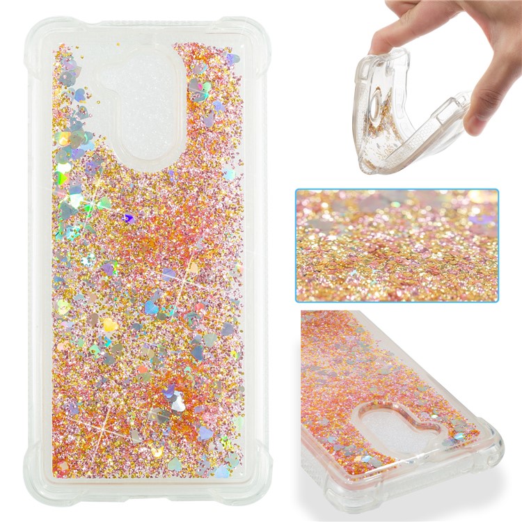 Dynamic Liquid Glitter Powder Sequins TPU Shell for Huawei Enjoy 6s / Honor 6C - Gold-1