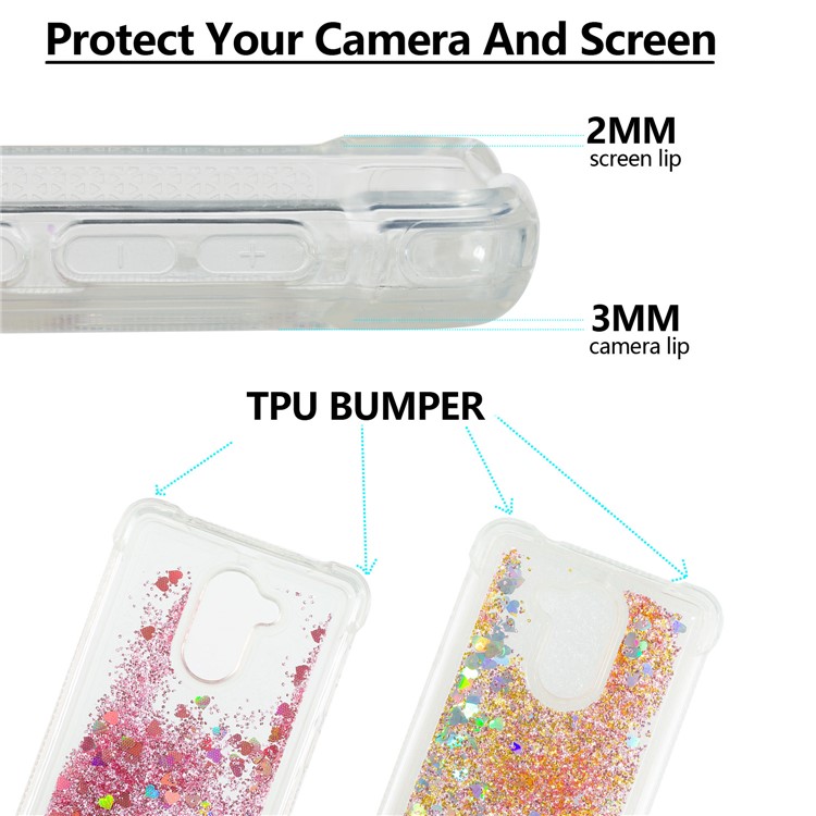 Dynamic Liquid Glitter Powder Sequins TPU Shell for Huawei Enjoy 6s / Honor 6C - Gold-2