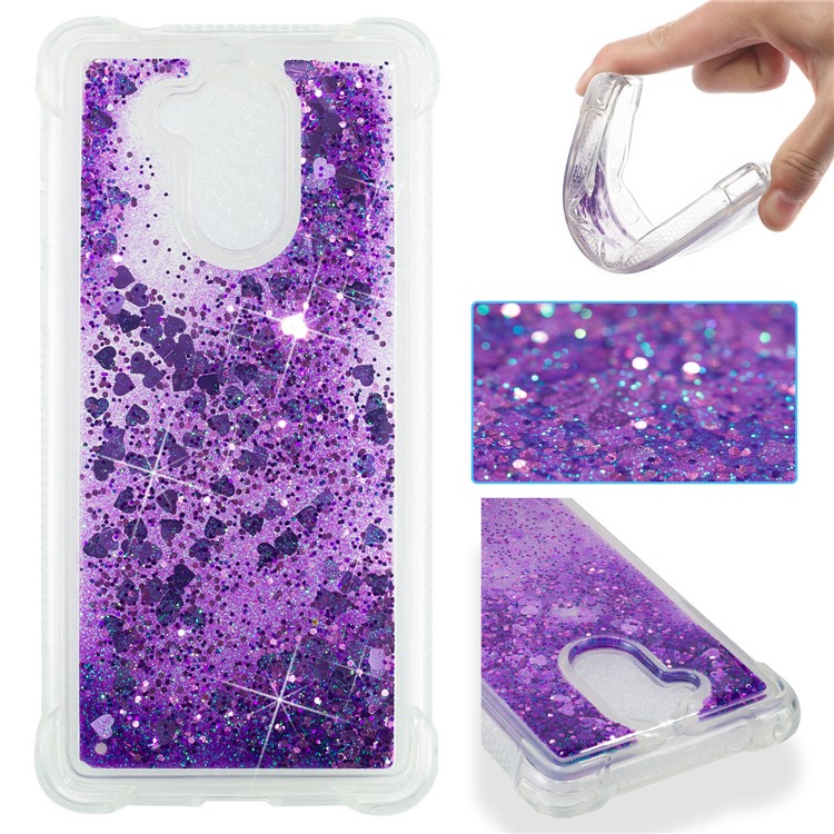 Dynamic Liquid Glitter Powder Sequins TPU Mobile Shell for Huawei Enjoy 6s / Honor 6C - Purple-1