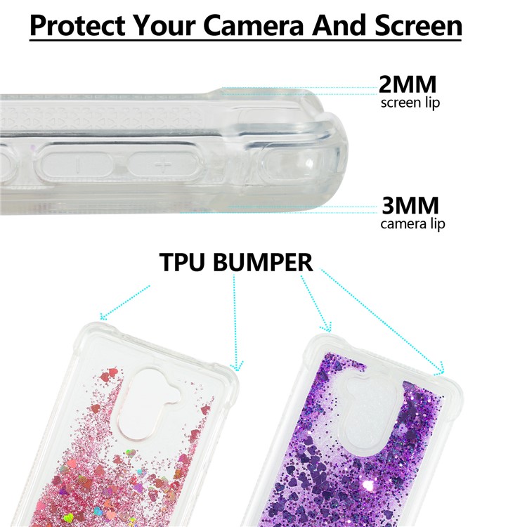 Dynamic Liquid Glitter Powder Sequins TPU Mobile Shell for Huawei Enjoy 6s / Honor 6C - Purple-2