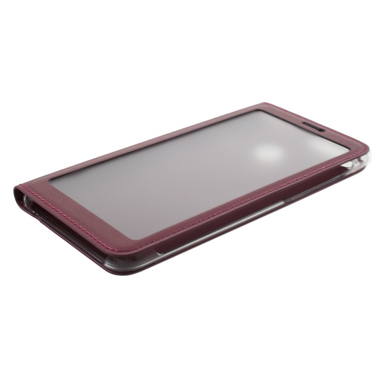 View Window Flip Leather Phone Shell for Huawei Honor 9 Lite / Honor 9 Youth Edition - Wine Red-4