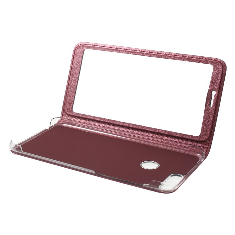 View Window Flip Leather Phone Shell for Huawei Honor 9 Lite / Honor 9 Youth Edition - Wine Red-5
