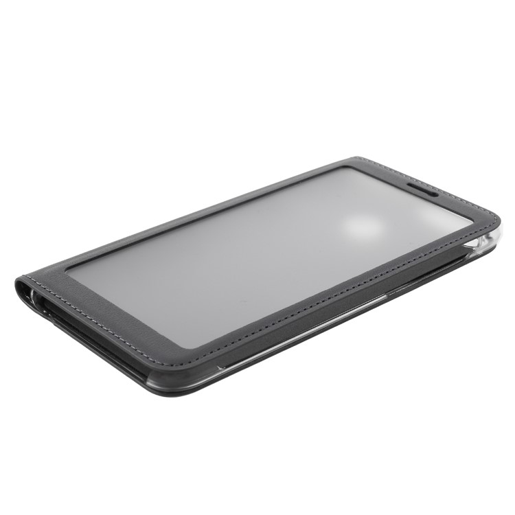 View Window PU Leather Folio Mobile Shell for Huawei P Smart / Enjoy 7S - Grey-4
