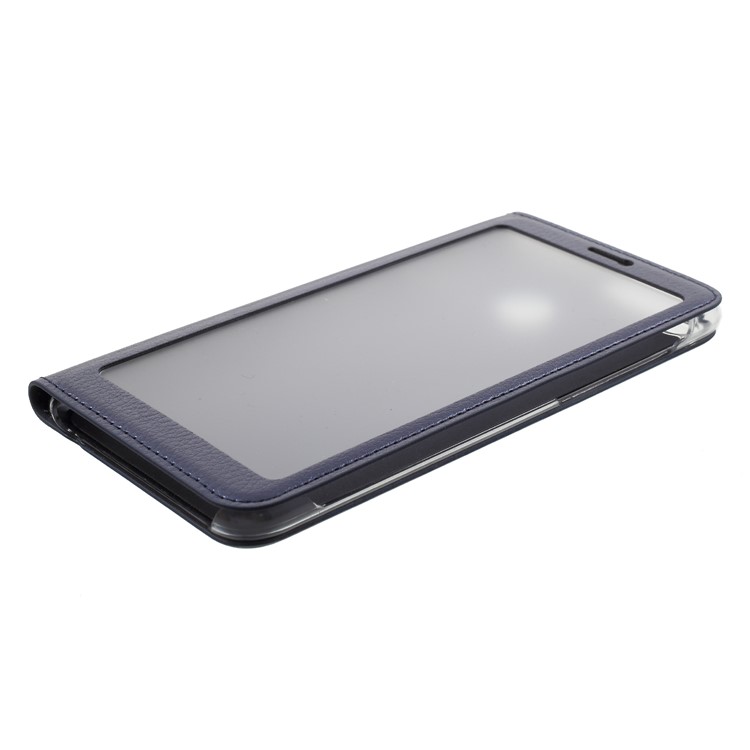 View Window PU Leather Folio Mobile Casing for Huawei P Smart / Enjoy 7S - Dark Blue-4