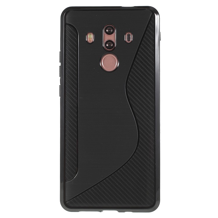 100Pcs/Set Carbon Fiber Brushed S Shape TPU Mobile Phone Case for Huawei Mate 10 Pro - Black-3