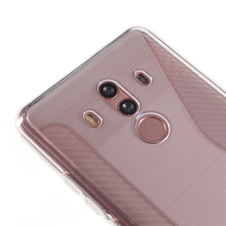 100Pcs/Set Carbon Fiber Brushed S Shape TPU Cell Phone Cover for Huawei Mate 10 Pro - Transparent-4