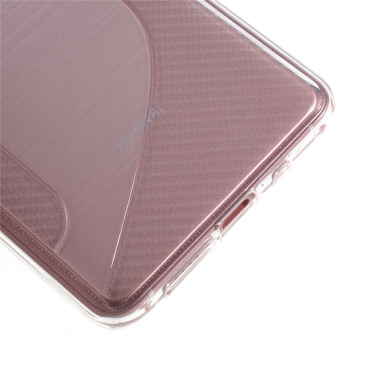 100Pcs/Set Carbon Fiber Brushed S Shape TPU Cell Phone Cover for Huawei Mate 10 Pro - Transparent-5