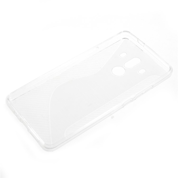 100Pcs/Set Carbon Fiber Brushed S Shape TPU Cell Phone Cover for Huawei Mate 10 Pro - Transparent-6