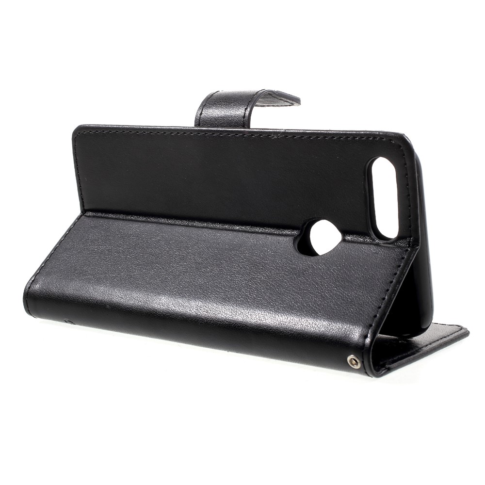 Imprint Butterfly Flower Wallet Stand Leather Case for Huawei P Smart / Enjoy 7S - Black-4