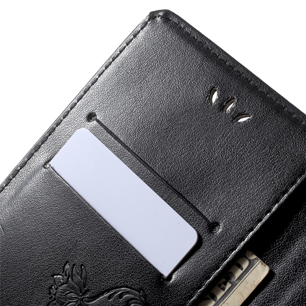 Imprint Butterfly Flower Wallet Stand Leather Case for Huawei P Smart / Enjoy 7S - Black-6