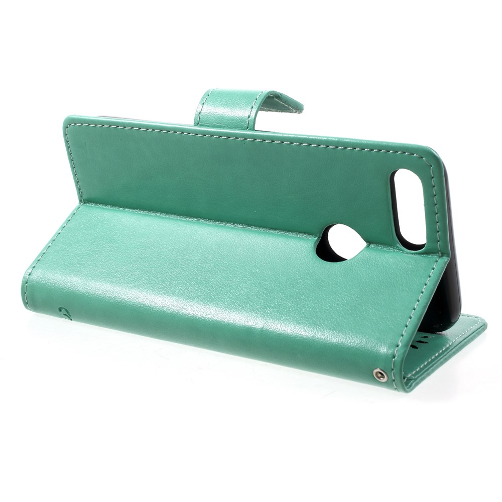 Empreinte Papillon Portefeuille de Fleur de Support Case Mobile en Cuir Pour Huawei P Intelligent / Profitez de 7s - Vert