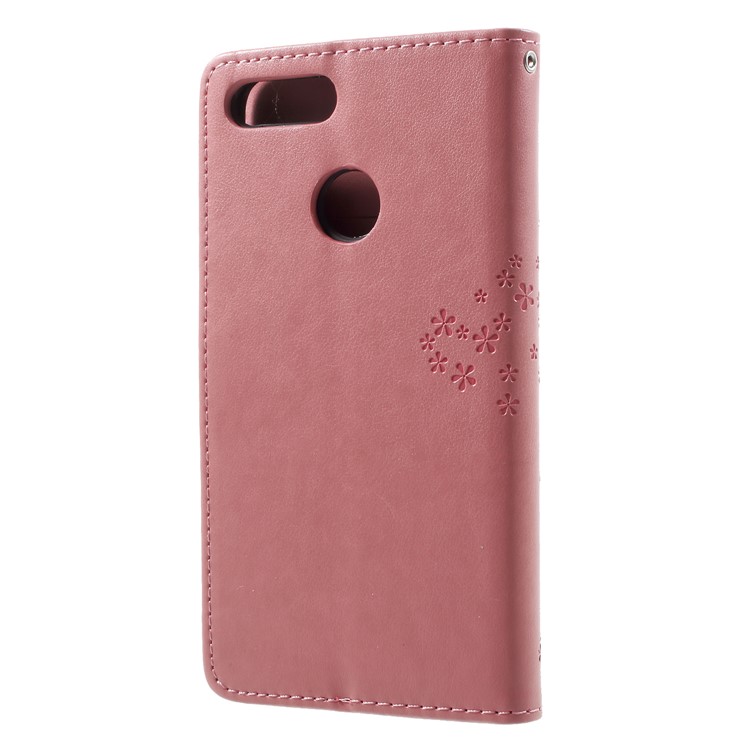 Imprint Tree Owl Pattern Wallet Leather Phone Casing for Huawei Honor 9 Lite / Honor 9 Youth Edition - Pink-2