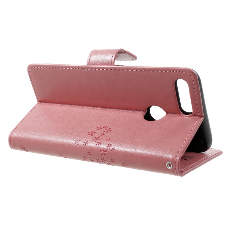 Imprint Tree Owl Pattern Wallet Leather Phone Casing for Huawei Honor 9 Lite / Honor 9 Youth Edition - Pink-4