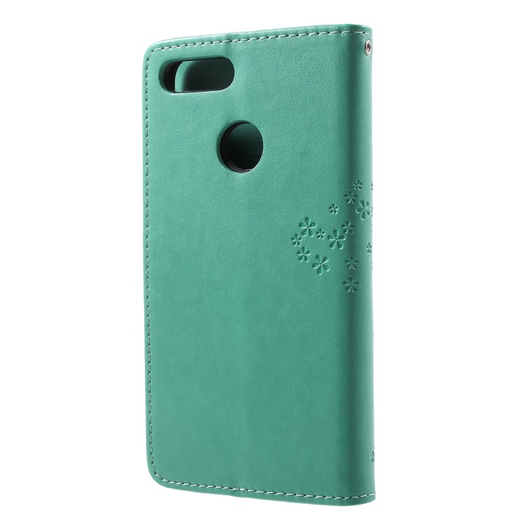Imprint Tree Owl Pattern Wallet Leather Phone Cover with Stand for Huawei Honor 9 Lite / Honor 9 Youth Edition - Cyan-2