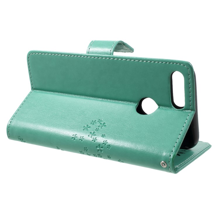 Imprint Tree Owl Pattern Wallet Leather Phone Cover with Stand for Huawei Honor 9 Lite / Honor 9 Youth Edition - Cyan-4