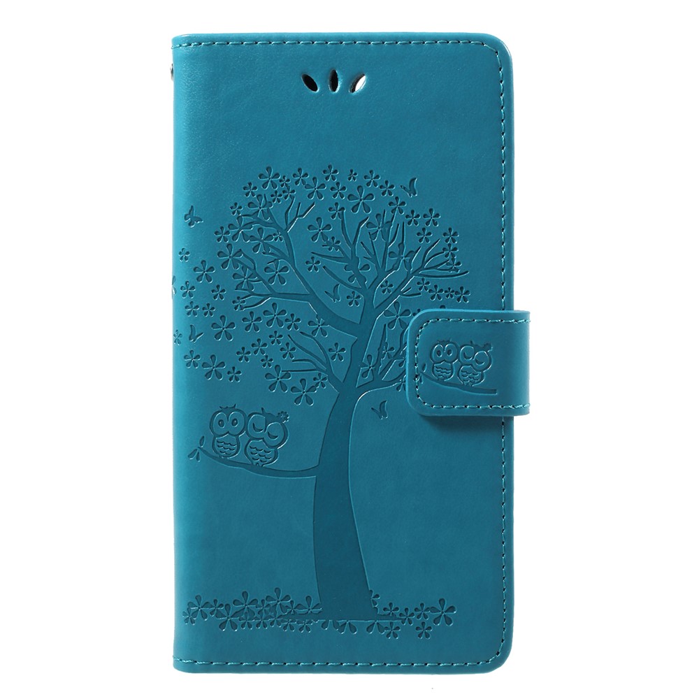 Imprint Tree Owl Pattern Wallet Leather Phone Shell for Huawei Honor 9 Lite / Honor 9 Youth Edition - Blue-1