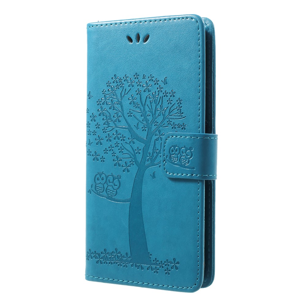 Imprint Tree Owl Pattern Wallet Leather Phone Shell for Huawei Honor 9 Lite / Honor 9 Youth Edition - Blue-3