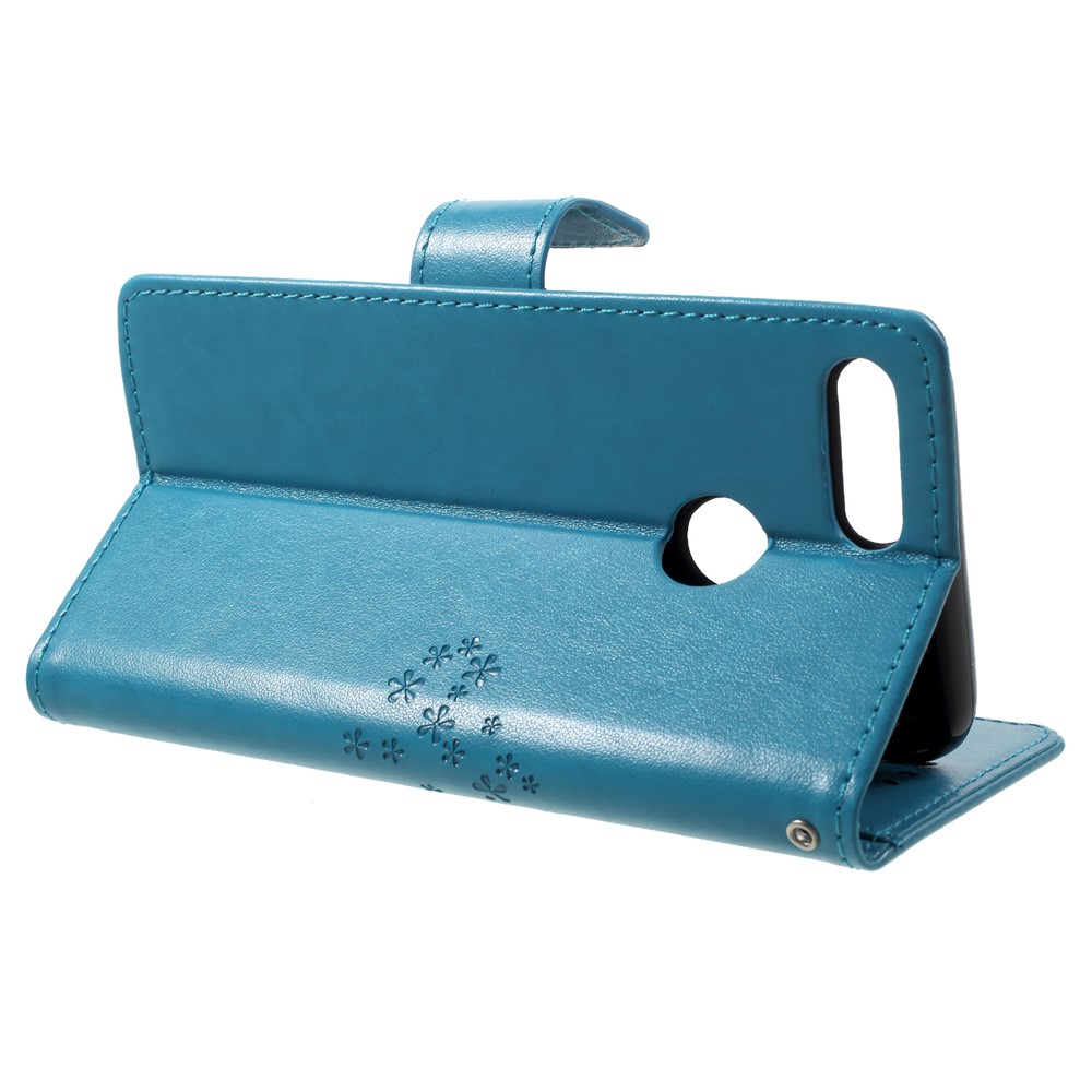 Imprint Tree Owl Pattern Wallet Leather Phone Shell for Huawei Honor 9 Lite / Honor 9 Youth Edition - Blue-4