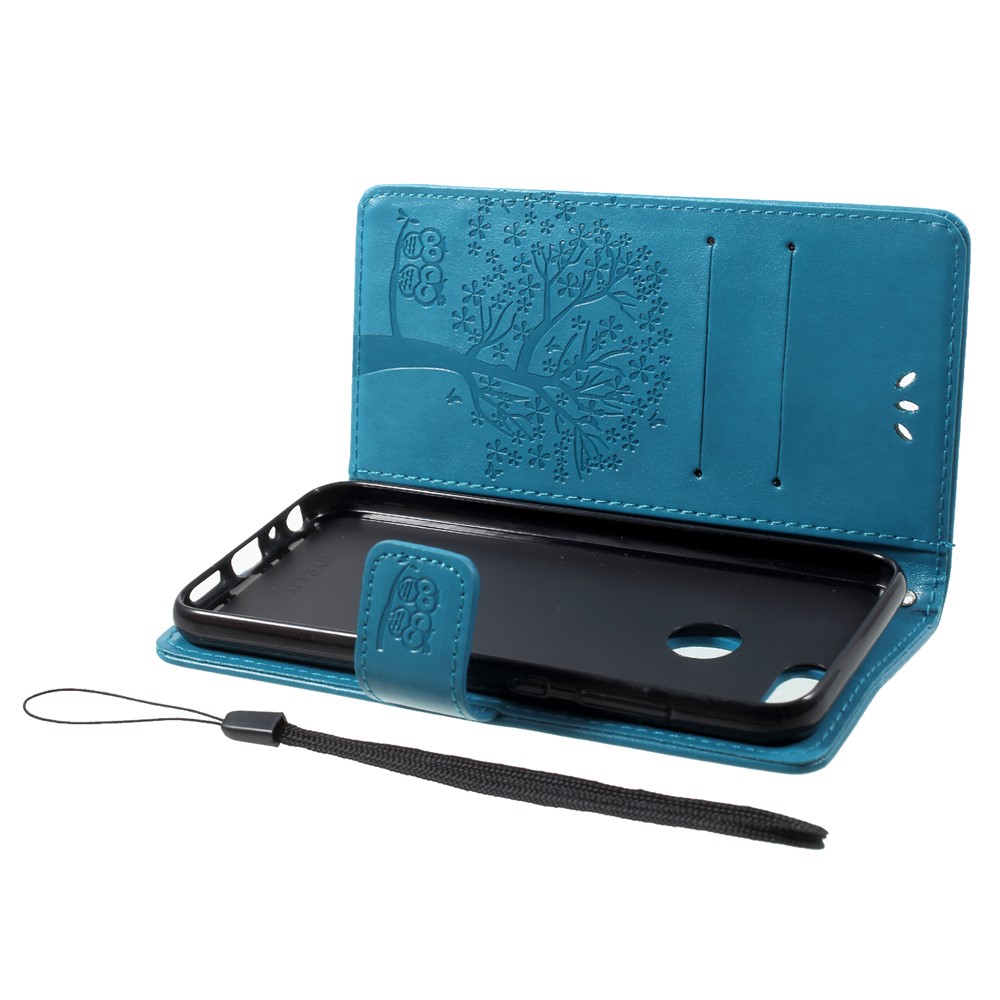 Imprint Tree Owl Pattern Wallet Leather Phone Shell for Huawei Honor 9 Lite / Honor 9 Youth Edition - Blue-5