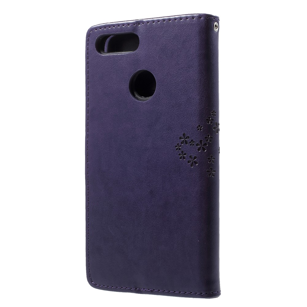 Imprint Tree Owl Pattern PU Leather Wallet Stand Mobile Cover for Huawei Honor 9 Lite / Honor 9 Youth Edition - Dark Purple-2