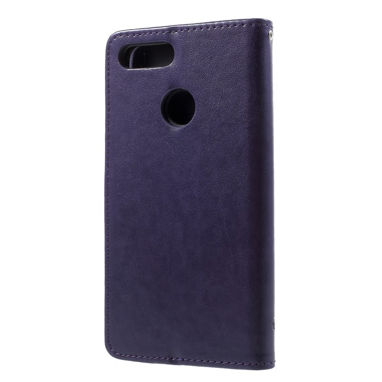 Imprint Butterfly Flower PU Leather Mobile Phone Cover Shell for Huawei Honor 9 Lite / Honor 9 Youth Edition - Dark Purple-2