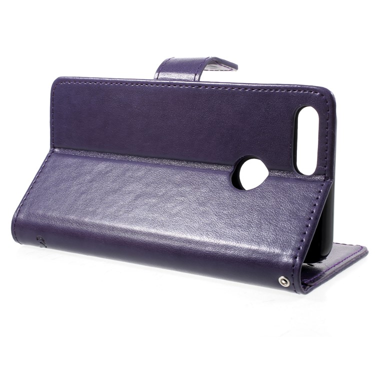 Imprint Butterfly Flower PU Leather Mobile Phone Cover Shell for Huawei Honor 9 Lite / Honor 9 Youth Edition - Dark Purple-4