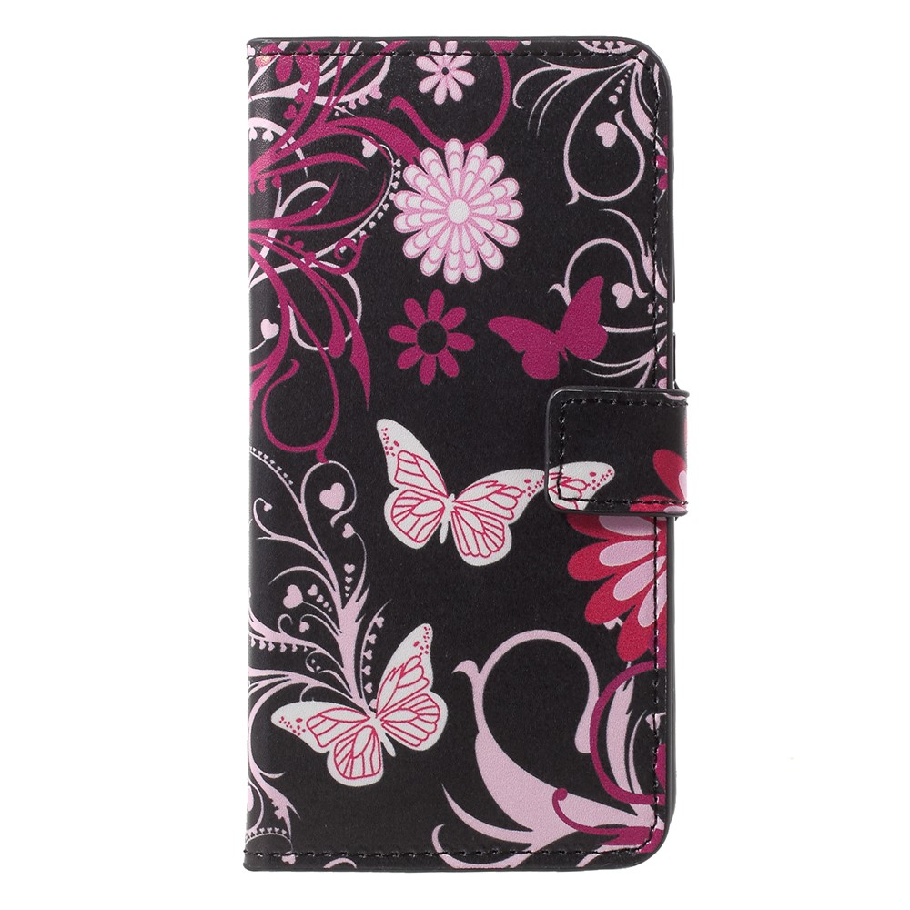 Case de Cuero de Stand de Billetera de Impresión de Patrones Para Huawei P20 Pro - Mariposa y Flor