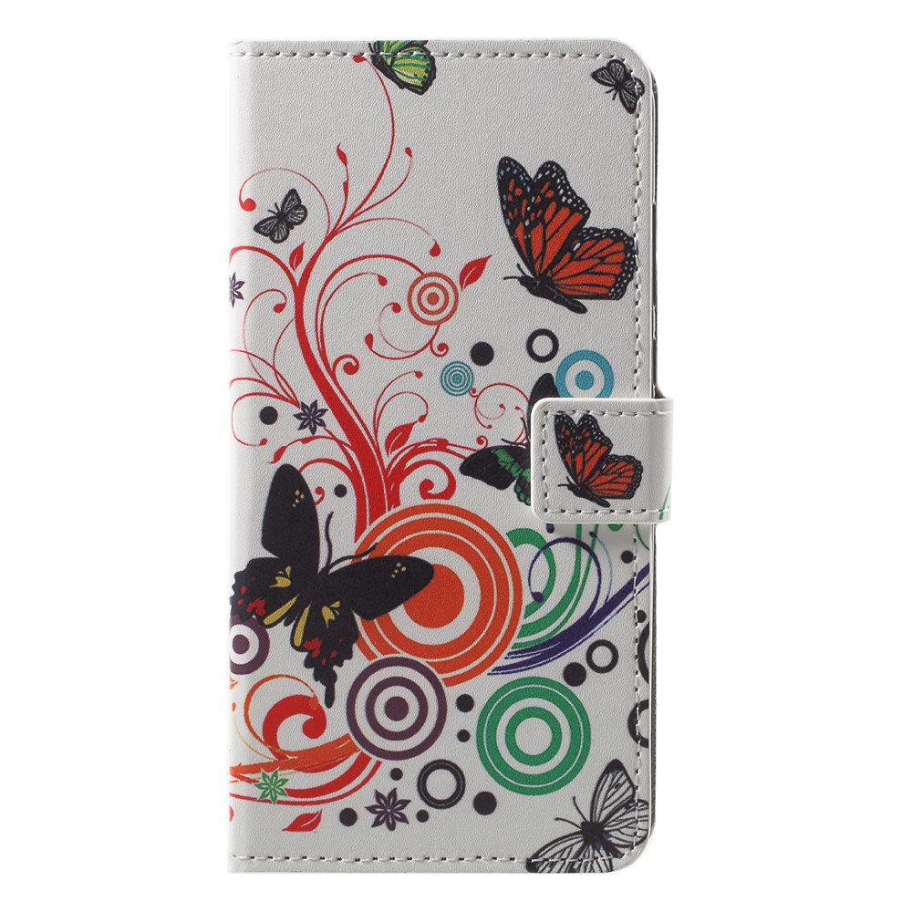 Musterdruck Brieftasche Stehen Leder Telefon Shell Für Huawei P20 Pro - Schmetterling Und Kreis-1