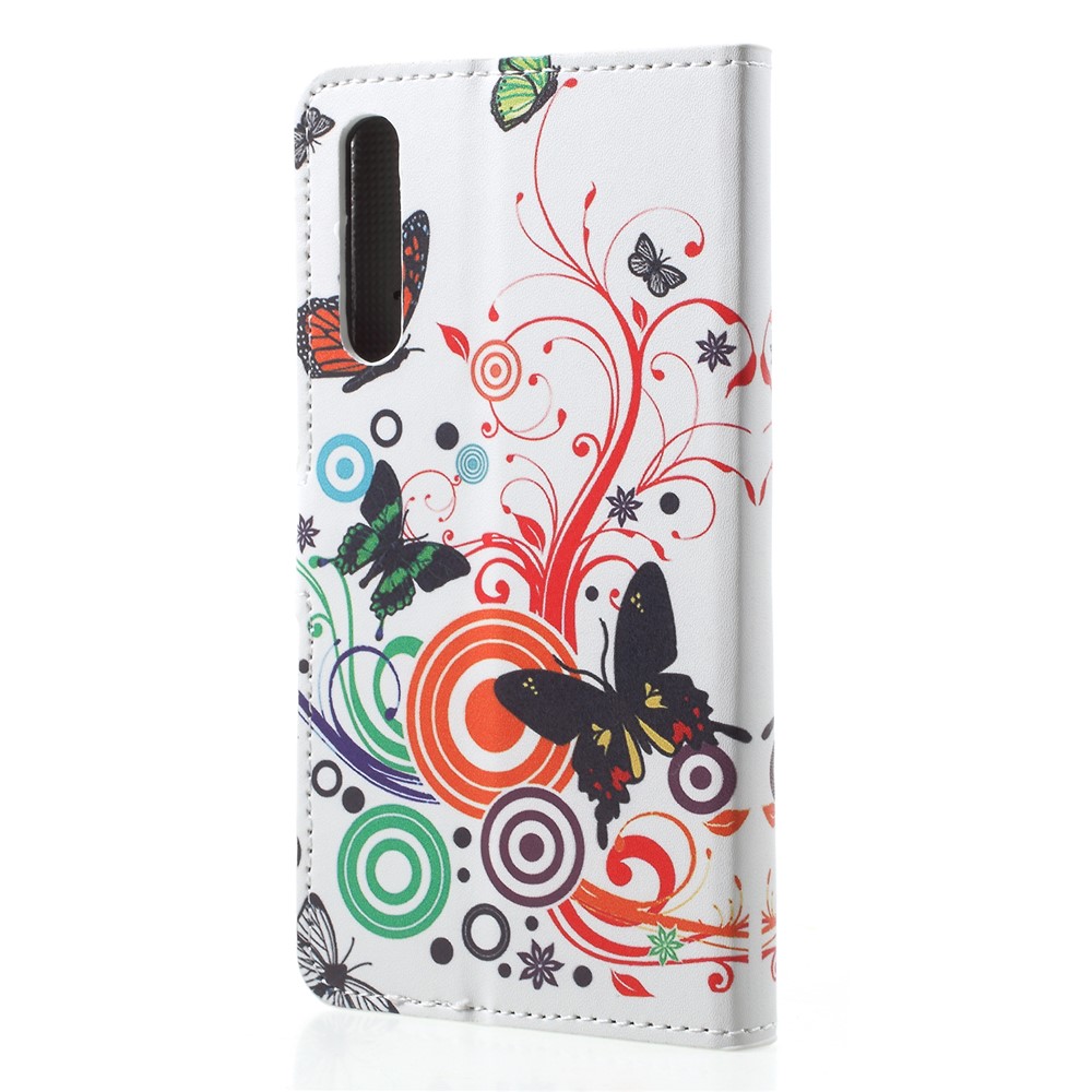 Musterdruck Brieftasche Stehen Leder Telefon Shell Für Huawei P20 Pro - Schmetterling Und Kreis-2