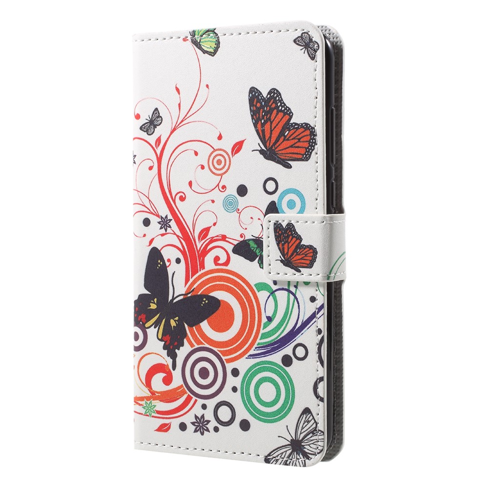 Musterdruck Brieftasche Stehen Leder Telefon Shell Für Huawei P20 Pro - Schmetterling Und Kreis-3