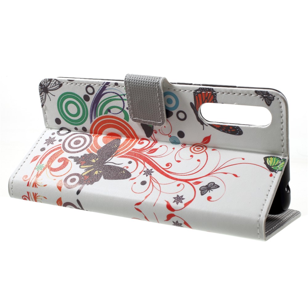 Musterdruck Brieftasche Stehen Leder Telefon Shell Für Huawei P20 Pro - Schmetterling Und Kreis-4