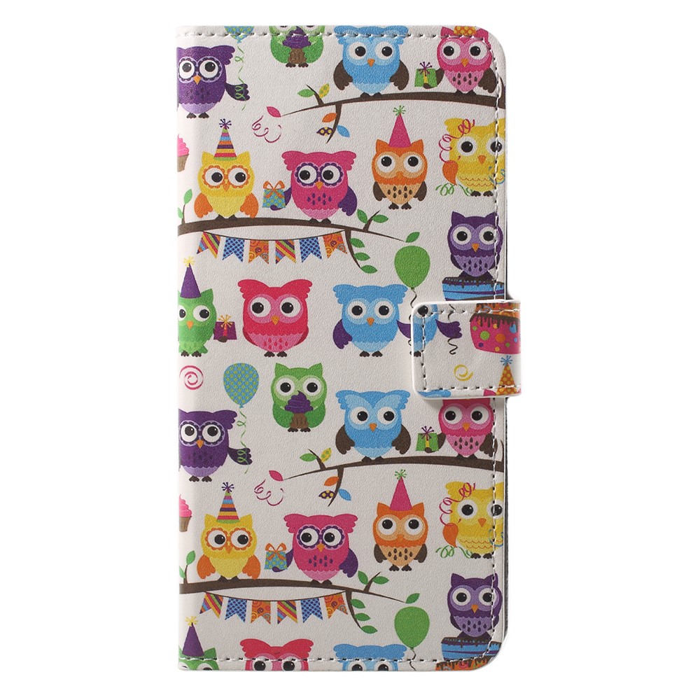 Patterned Wallet Stand Leather Mobile Case for Huawei P20 Pro - Multiple Cute Owls-1
