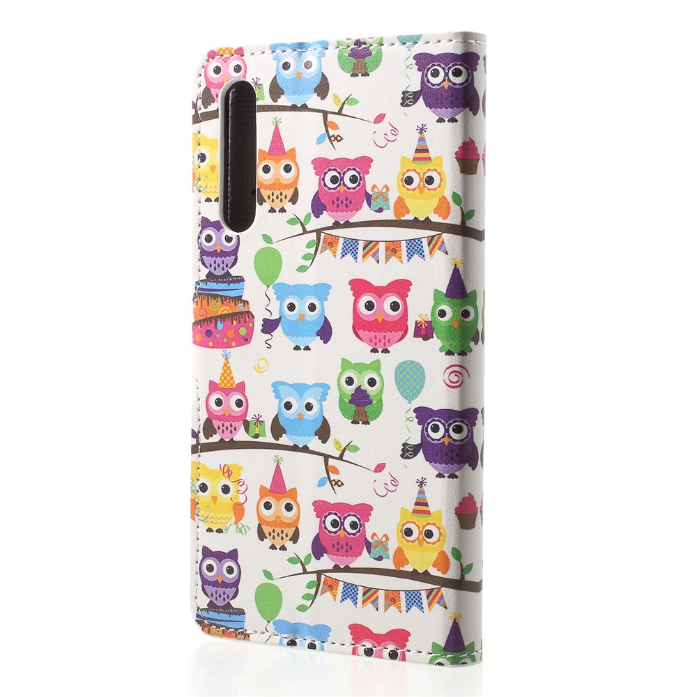 Patterned Wallet Stand Leather Mobile Case for Huawei P20 Pro - Multiple Cute Owls-2
