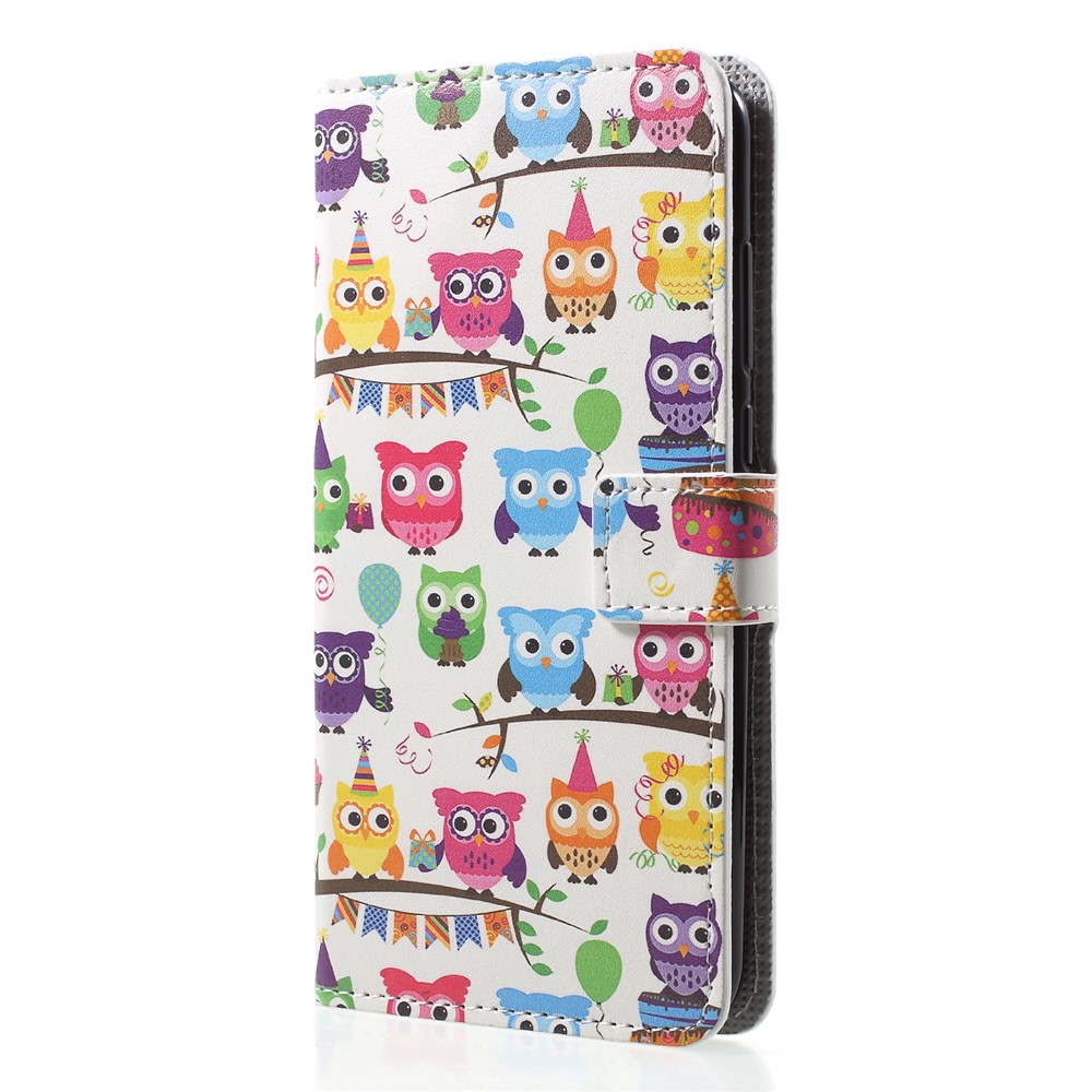 Patterned Wallet Stand Leather Mobile Case for Huawei P20 Pro - Multiple Cute Owls-3