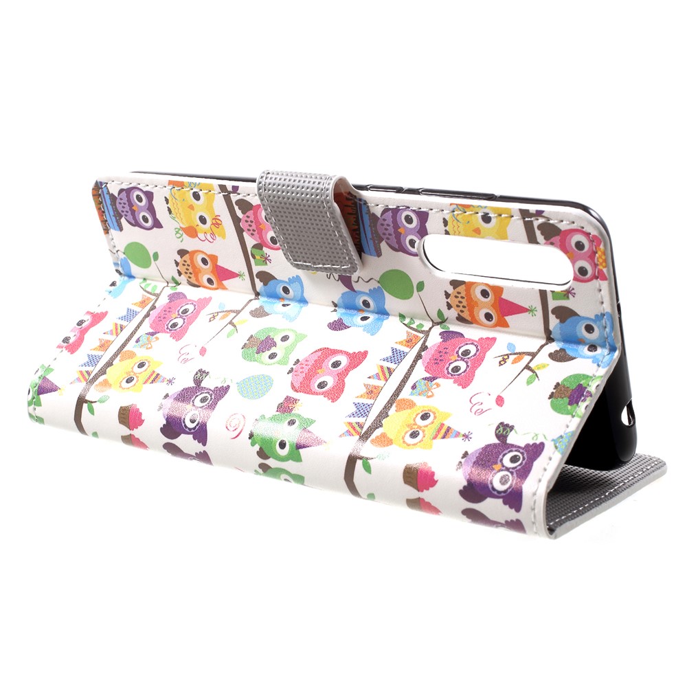 Patterned Wallet Stand Leather Mobile Case for Huawei P20 Pro - Multiple Cute Owls-4