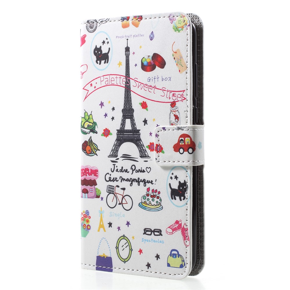 Pattern Printing Wallet Stand PU Leather Case Accessory for Huawei P20 Pro - Palettes Sweet Street-3