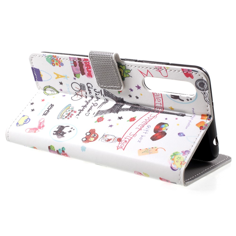 Pattern Printing Wallet Stand PU Leather Case Accessory for Huawei P20 Pro - Palettes Sweet Street-4