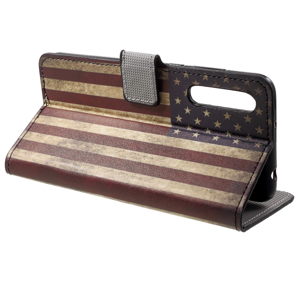 Pattern Printing Wallet Stand Leather Cellphone Case for Huawei P20 Pro - Retro US Flag-4