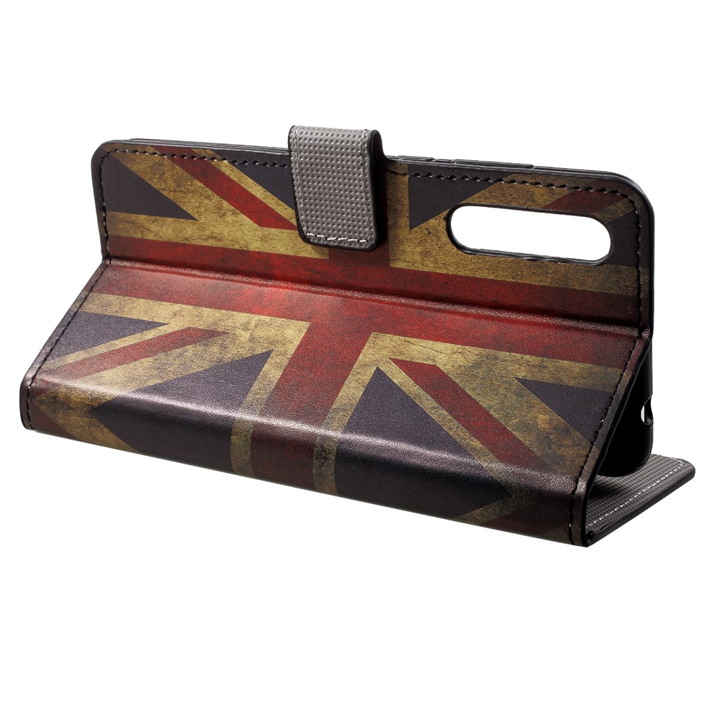 Patterned Card Holder Stand Leather Mobile Casing for Huawei P20 Pro - Vintage UK Flag-4