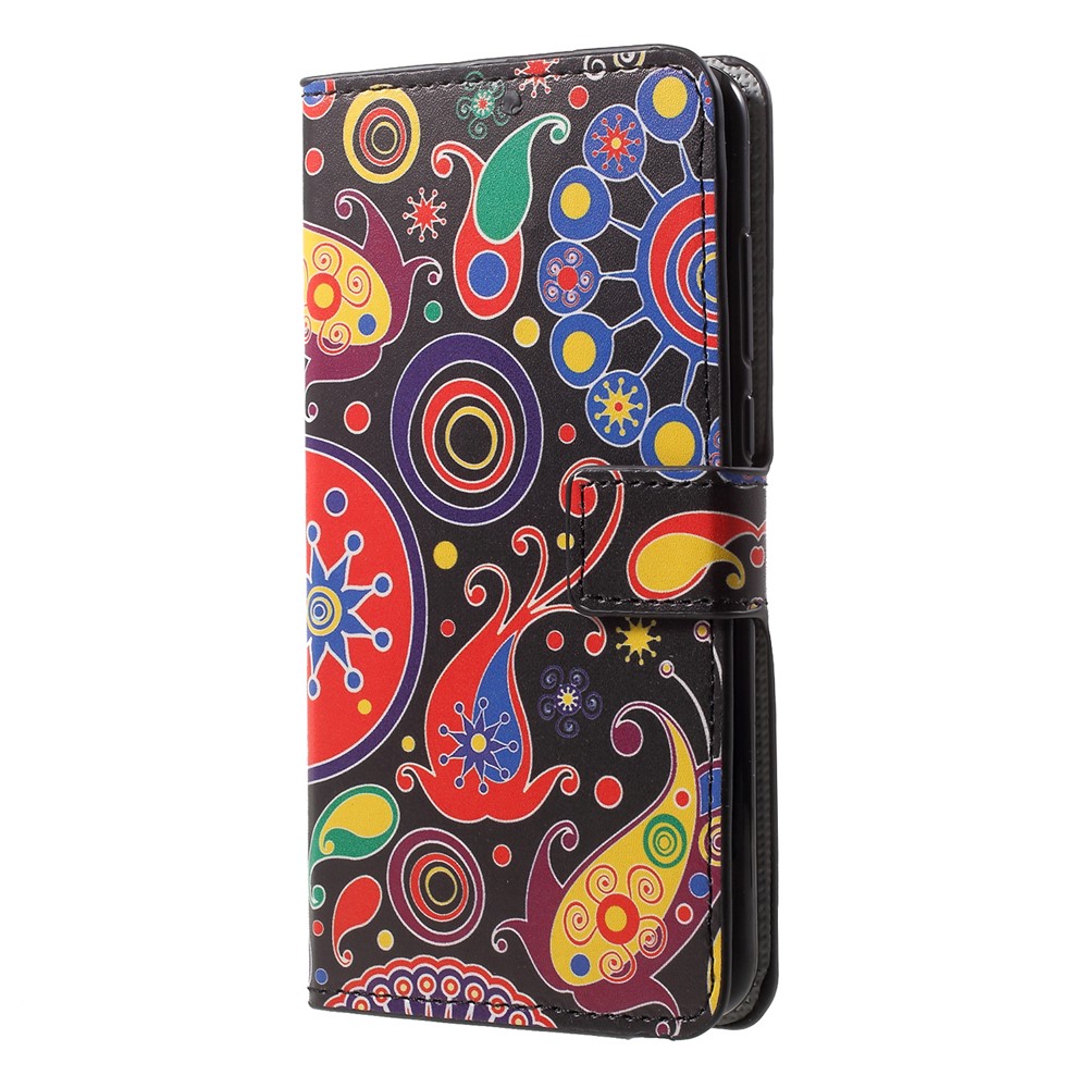 Pattern Printing Wallet Stand Leather Cover for Huawei P20 - Paisley Flowers-3